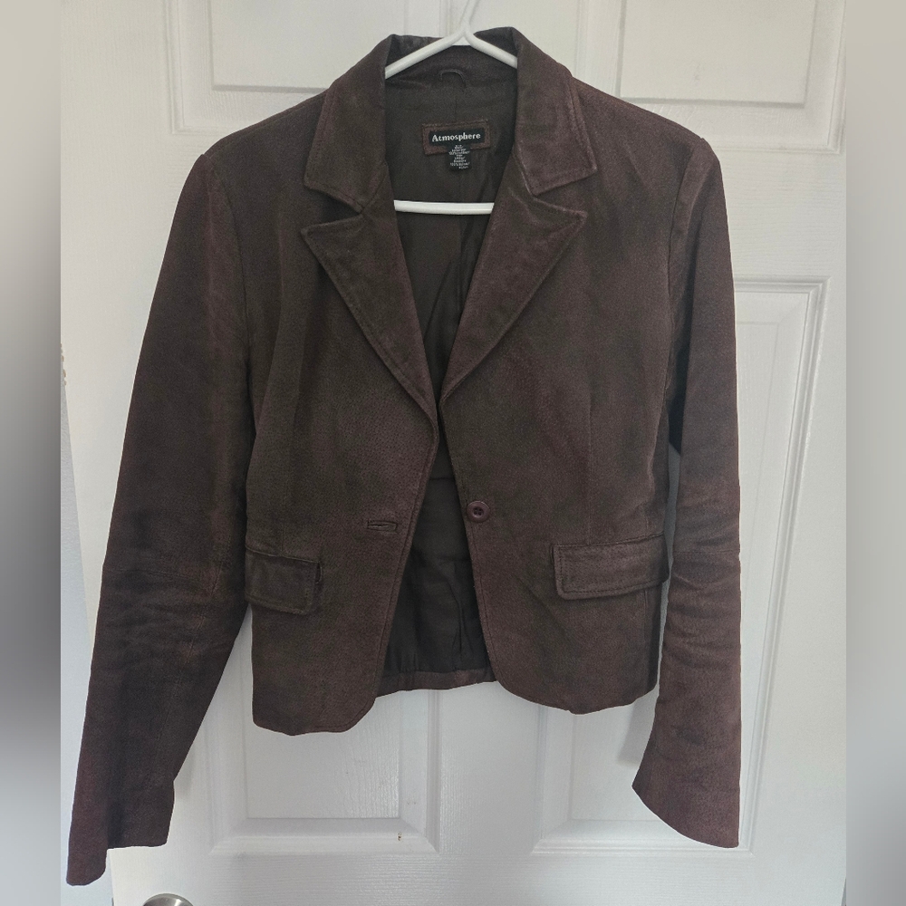 Atmosphere Brown Suede Single-Button Blazer Jacket